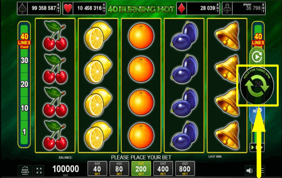 40 Burning Hot CLIQUEZ SUR TOURNER POUR GAGNER.