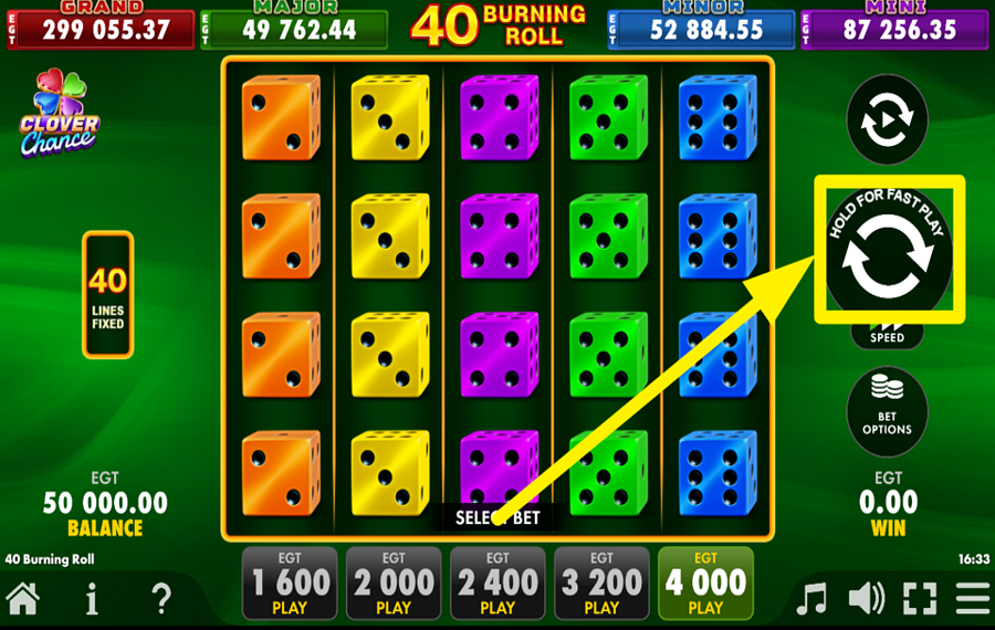 40 Burning Roll Dice Clover Chance SPIN FOR VICTORY!