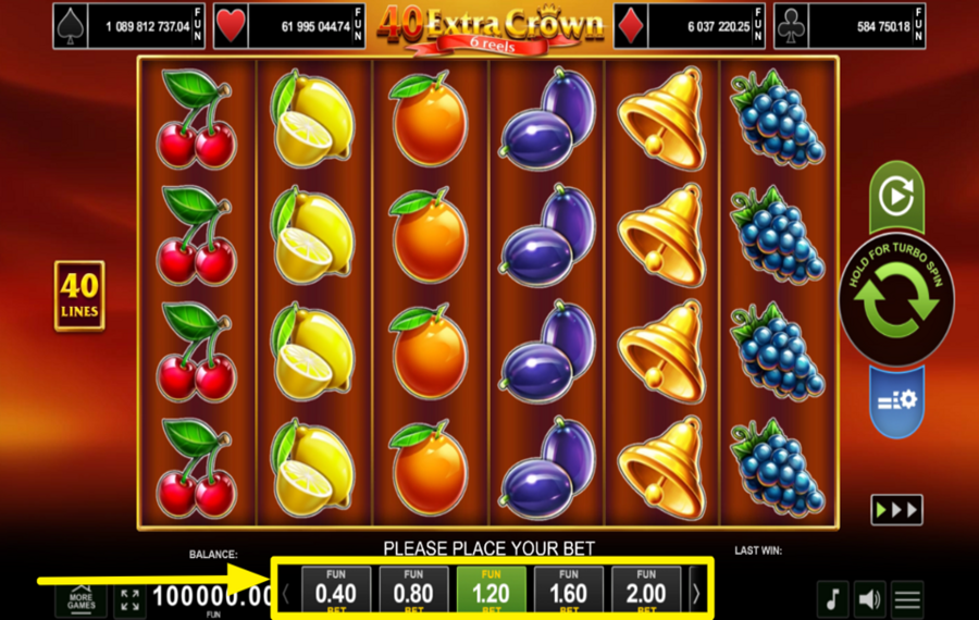 40 Extra Crown 6 Reels ENTSCHEIDEN SIE SICH FÜR IHREN EINSATZ.