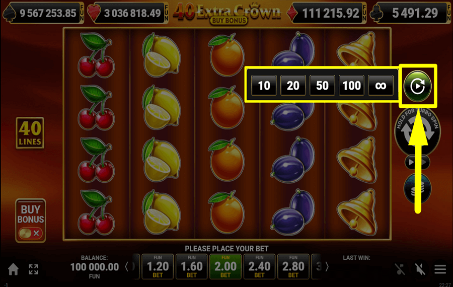 40 Extra Crown Buy Bonus AUTOMATISCHE WIEDERGABE STARTEN.