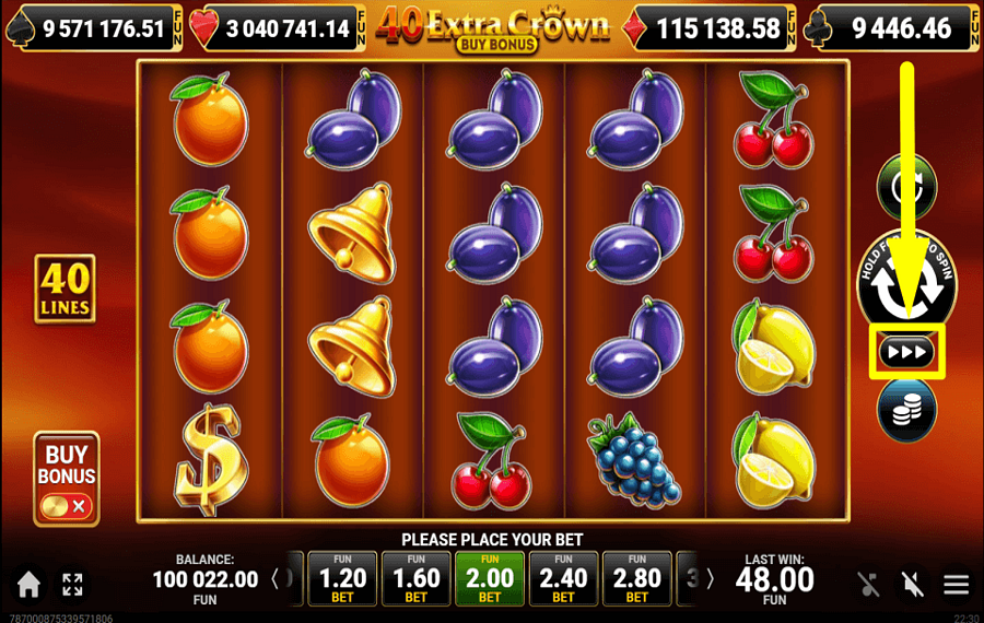 40 Extra Crown Buy Bonus BESCHLEUNIGE DAS SPIEL.