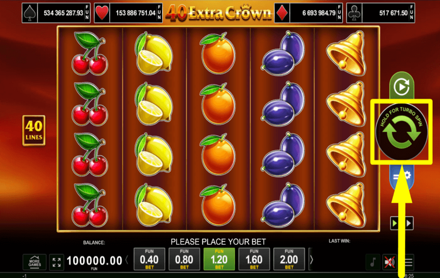 40 Extra Crown DREHEN, UM ZU GEWINNEN.