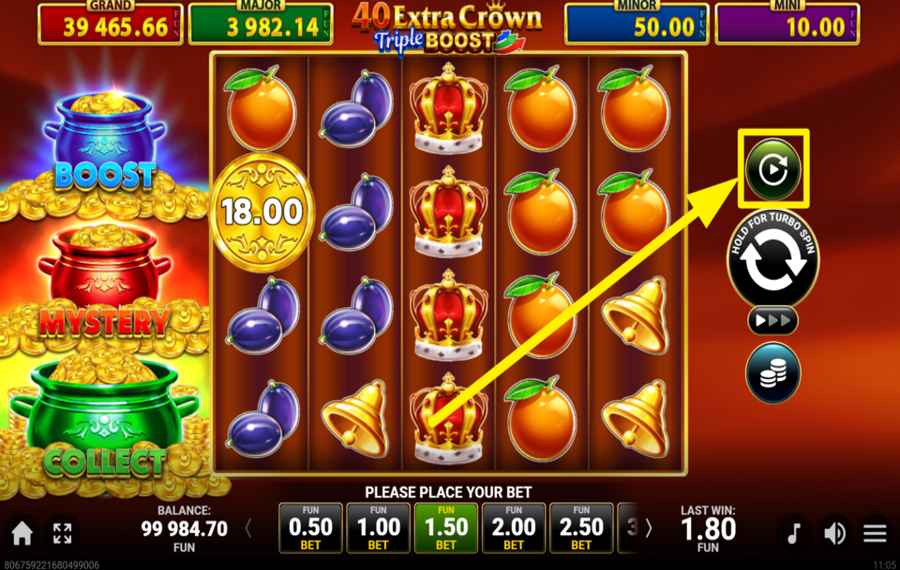 40 Extra Crown Triple Boost Golden Coins Link NUTZEN SIE DIE AUTOMATISCHEN DREHUNGEN.