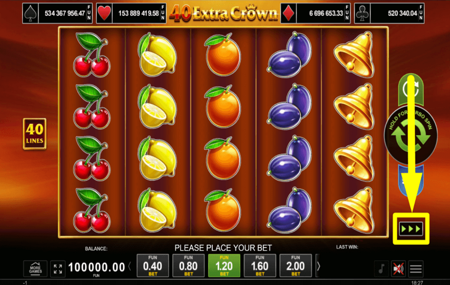 40 Extra Crown BESCHLEUNIGEN SIE DAS SPIEL.