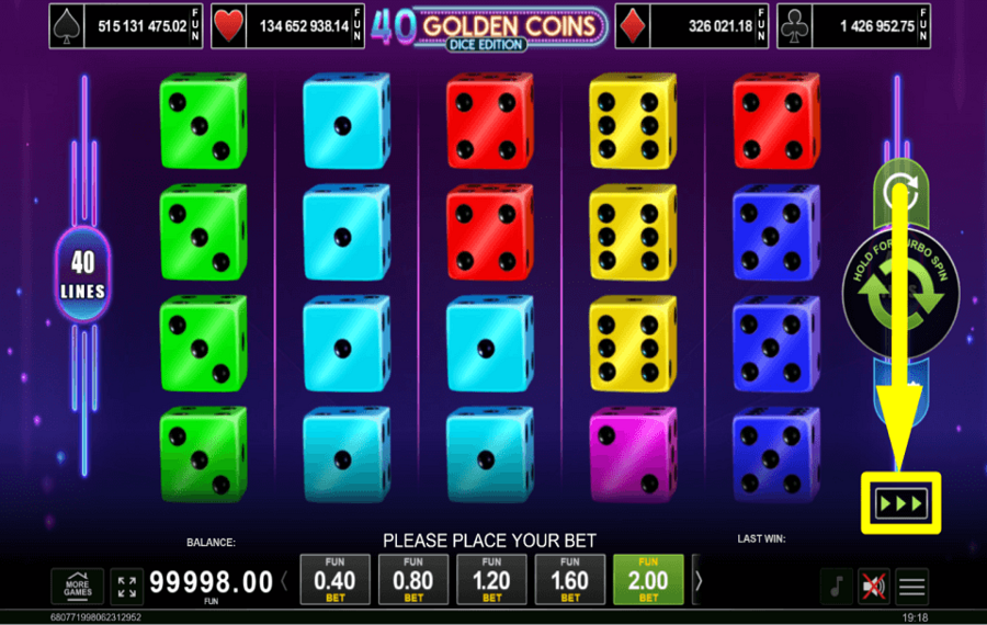 40 Golden Coins Dice Edition PICK UP THE PACE.