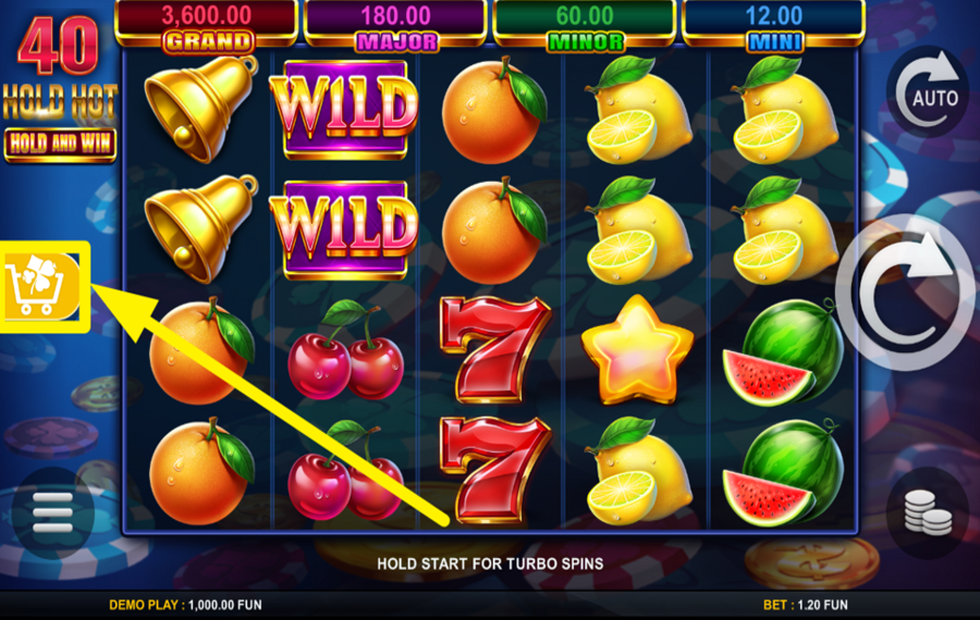 40 Hold Hot Hold And Win BUY THE HOLD AND WIN BONUS FEATURE.