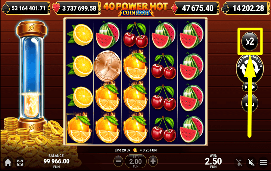 40 Power Hot Coin Boost ESFORCE-SE PARA ALCANÇAR MAIS.