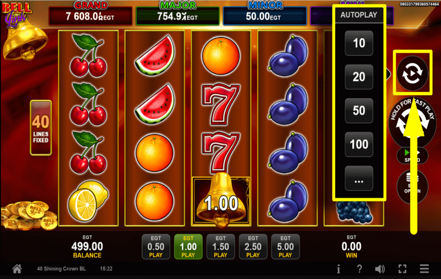 40 Shining Crown Bell Link Slot by EGT Digital | Play for Free