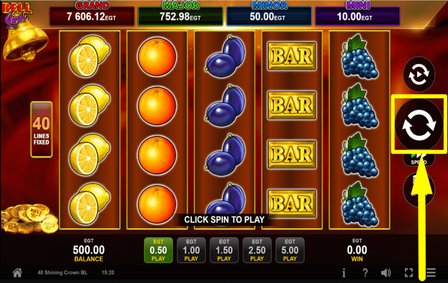 40 Shining Crown Bell Link COMMENCER LE JEU.