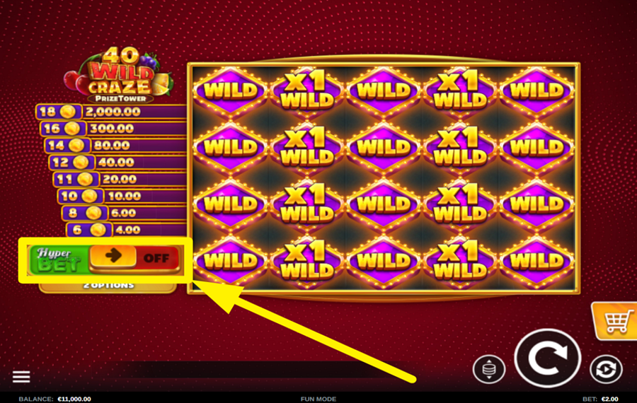 40 Wild Craze PrizeTower ACTIVA HYPERBET.