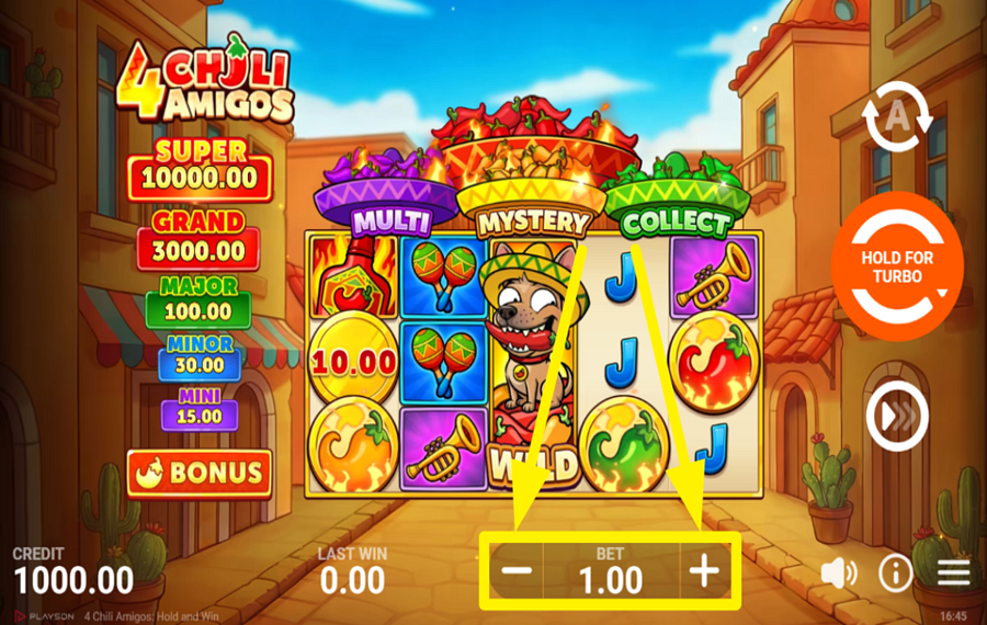 4 Chili Amigos Hold And Win ВЫБЕРИТЕ СУММУ СТАВКИ.