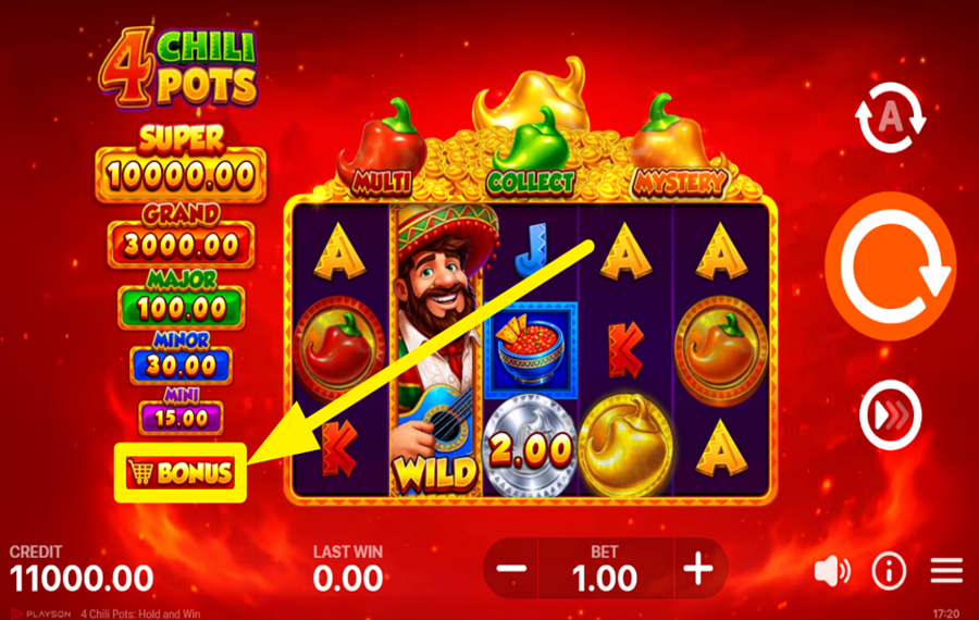 4 Chili Pots Hold and Win OTTIENI UN BONUS!