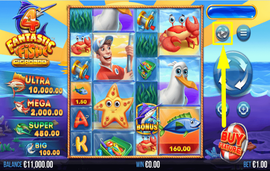 4 Fantastic Fish Gigablox ENABLE AUTOMATIC SPINS.