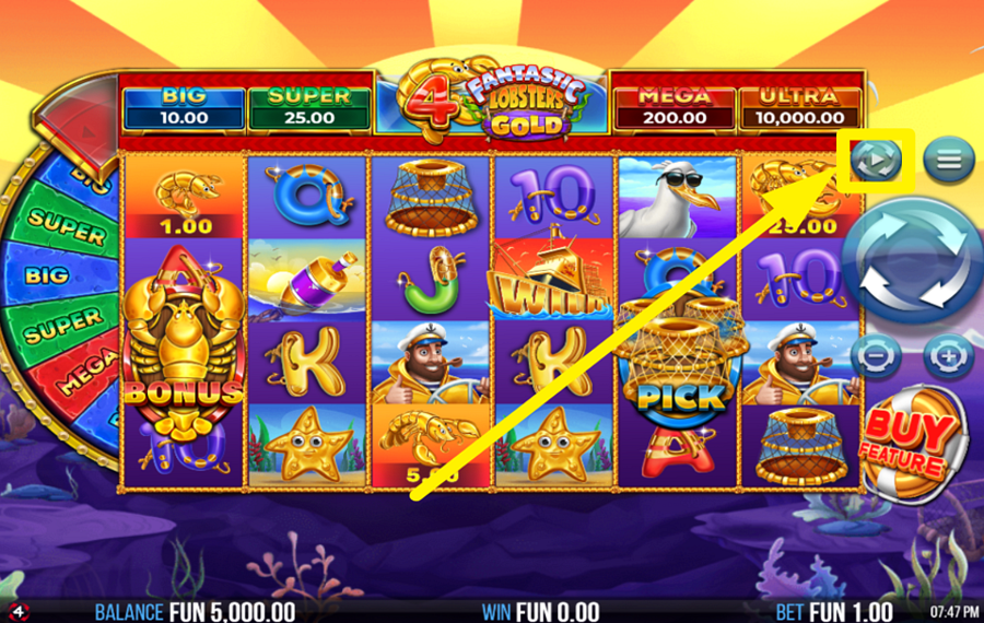 4 Fantastic Lobsters Gold DIE ROLLEN DREHEN AUTOMATISCH.
