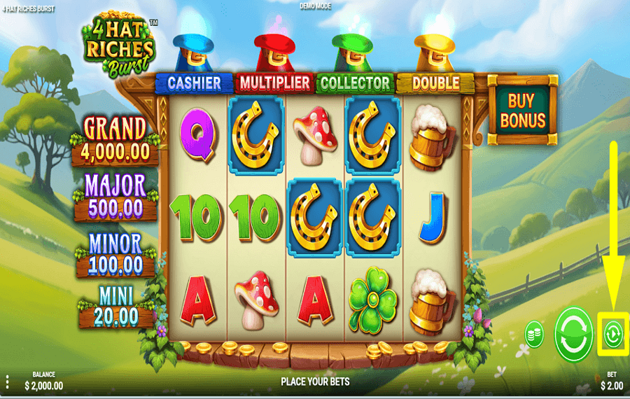 4 Hat Riches Burst CONTINUE AUTOMATICALLY.