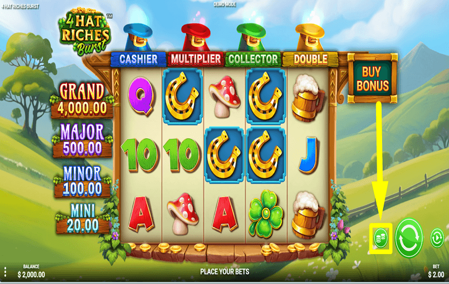 4 Hat Riches Burst CHOOSE THE WAGER.