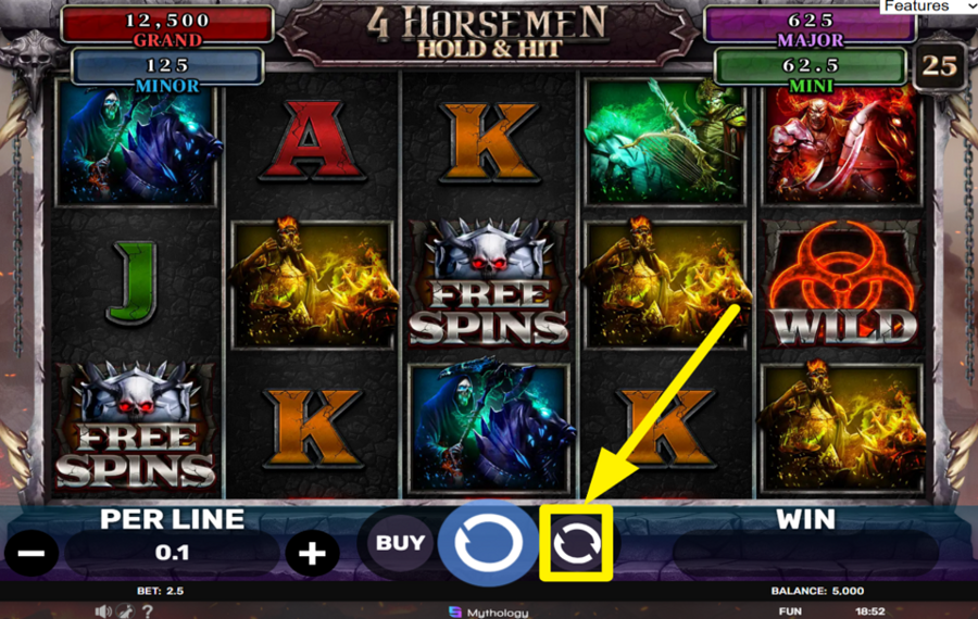 4 Horsemen Hold and Hit VERWENDEN SIE AUTOMATISIERTE SPINS.