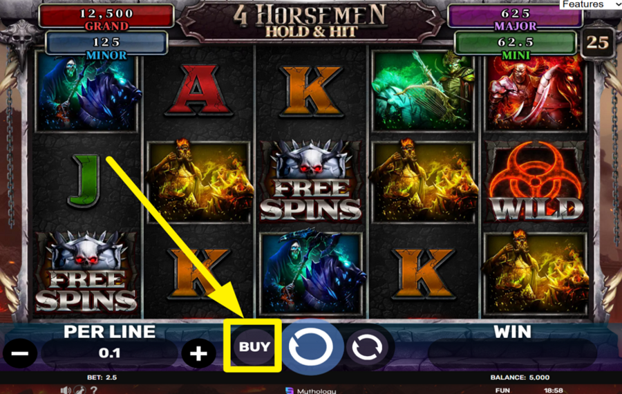 4 Horsemen Hold and Hit SCHALTE DIE BONUSFUNKTION FREI.