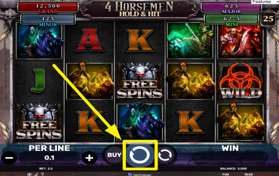 4 Horsemen Hold and Hit DREHEN, UM ZU GEWINNEN!