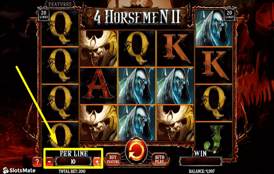 4 Horsemen II Choose your bet amount. 