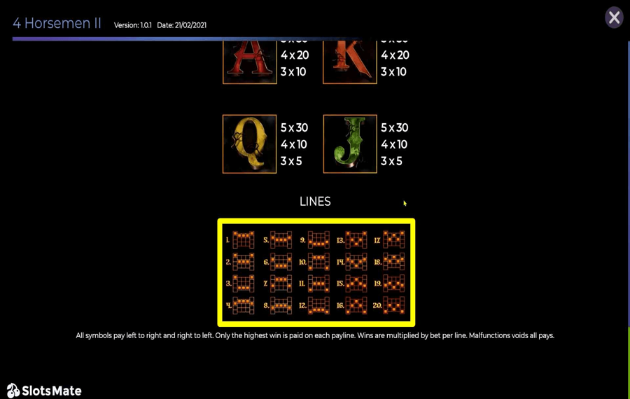4 Horsemen II Choose the paylines.
