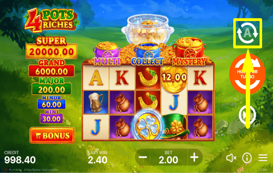 4 Pots Riches Hold and Win CONSIDERE LA REPRODUCCIÓN AUTOMÁTICA.