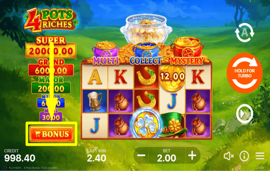 4 Pots Riches Hold and Win RECLAMA EL BONO.