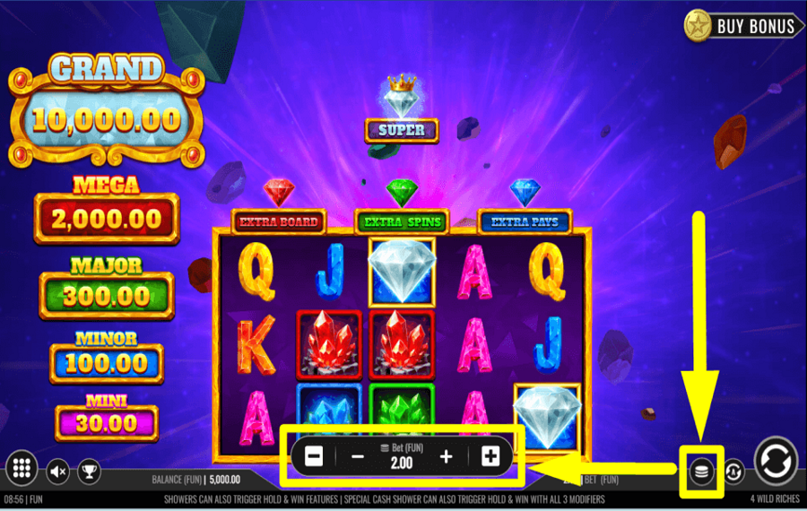 4 Wild Riches CAST YOUR WAGER.