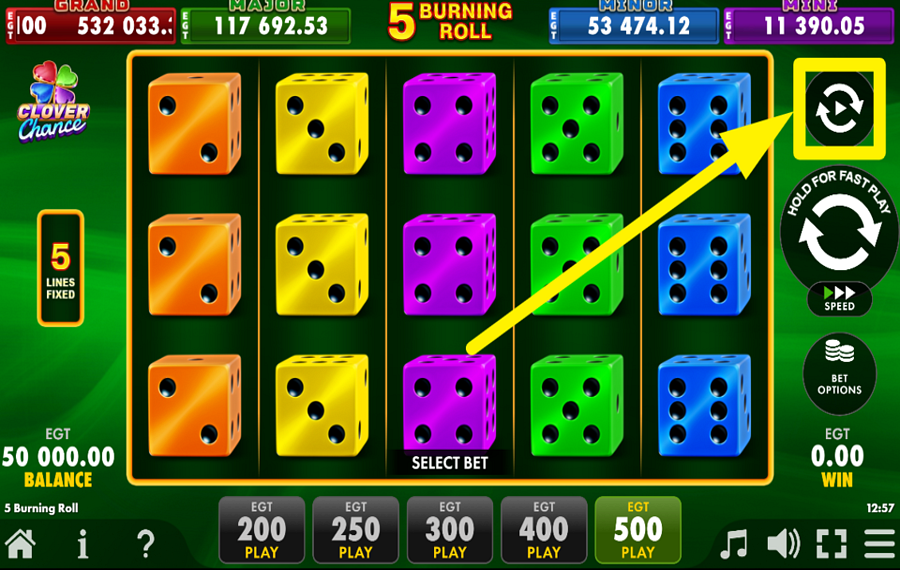 5 Burning Roll Dice Clover Chance ENABLE AUTOPLAY.