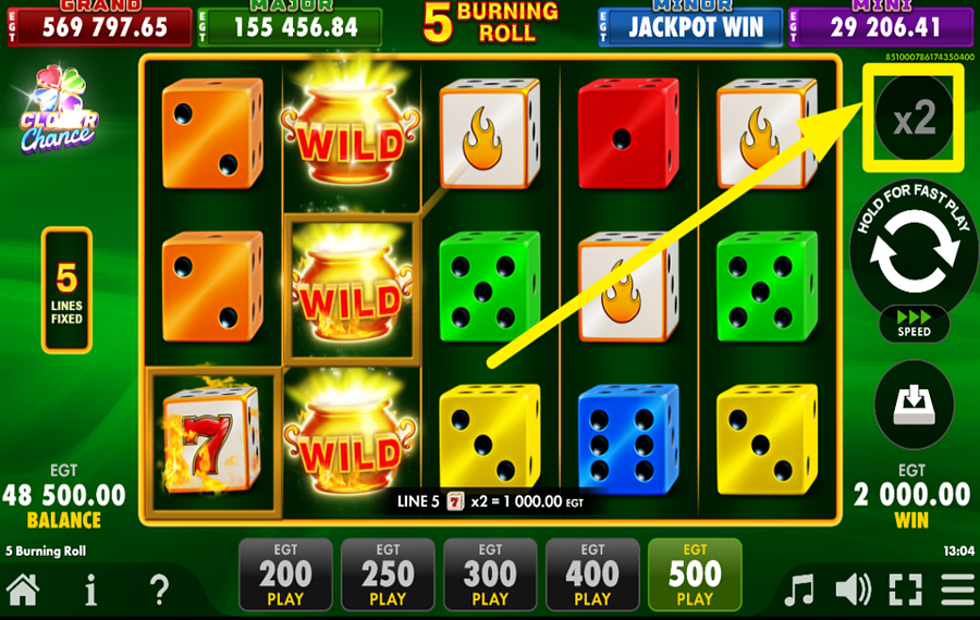 5 Burning Roll Dice Clover Chance GAMBLE YOUR WIN!