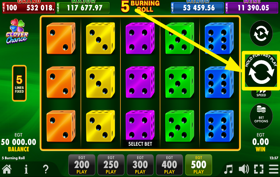 5 Burning Roll Dice Clover Chance SPIN FOR SUCCESS!