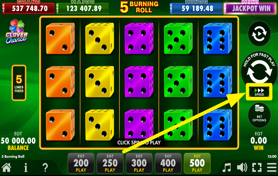 5 Burning Roll Dice Clover Chance AMP UP THE GAME.