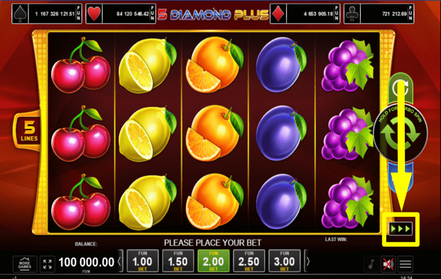 5 Diamond Plus CHANGE SPIN SPEED.