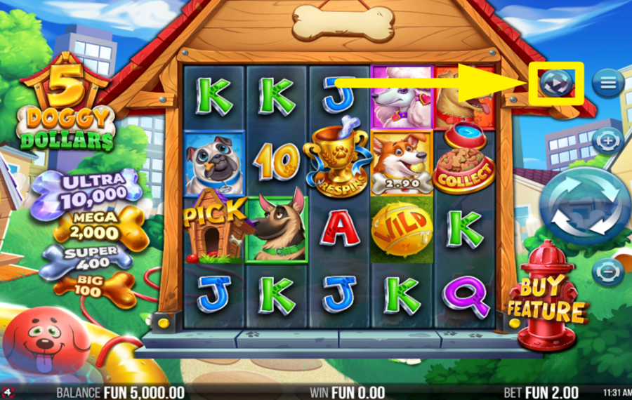 5 Doggy Dollars ВЫБИРАЙТЕ АВТОМАТИЧЕСКИЕ ВРАЩЕНИЯ.