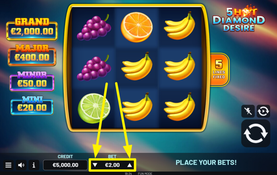 5 Hot Diamond Desire ВЫБЕРИТЕ ЗНАЧЕНИЕ СТАВКИ.