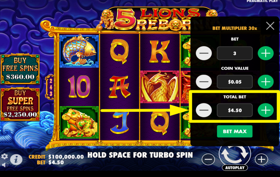 5 Lions Reborn ENTSCHEIDEN SIE SICH ÜBER IHREN GESAMTSATZ.