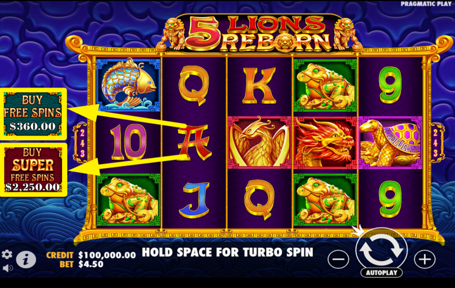 5 Lions Reborn SCHALTE EIN BONUSSPIEL FREI.