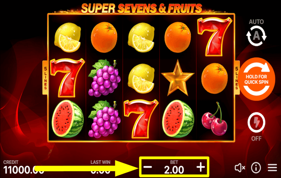 5 Super Sevens and Fruits ВЫБЕРИТЕ ОБЩУЮ СТАВКУ.