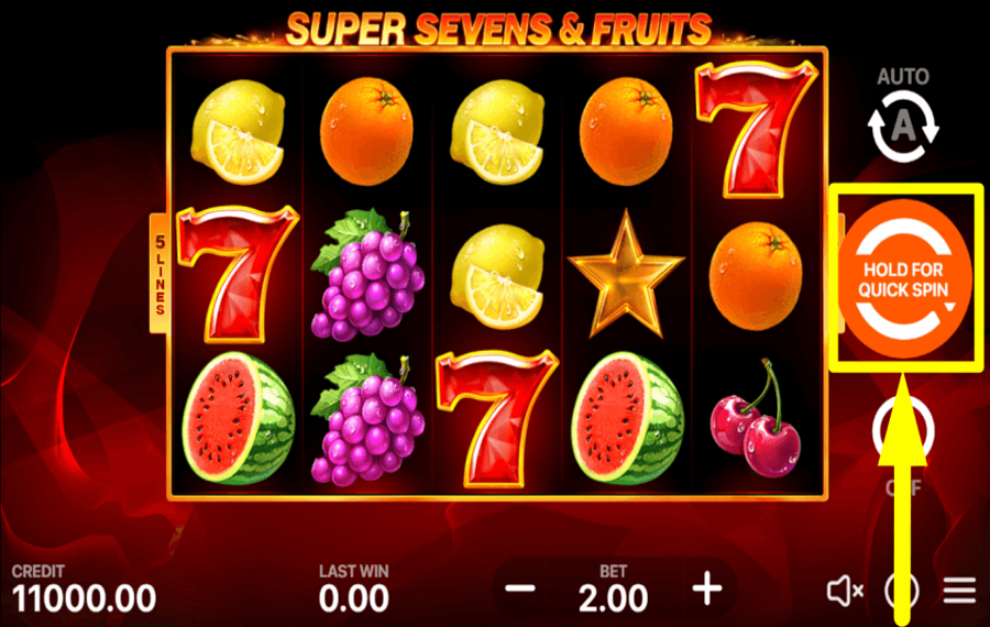 5 Super Sevens and Fruits ВРАЩАЙТЕ БАРАБАНЫ.