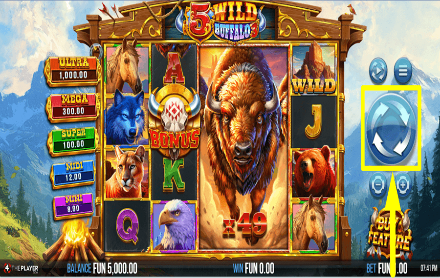 5 Wild Buffalo 3 НАЧНИТЕ ИГРАТЬ В АЗАРТНЫЕ ИГРЫ.