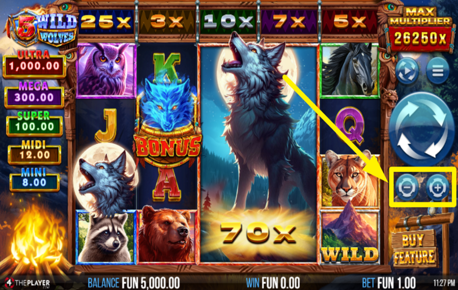 5 Wild Wolves PLACE YOUR BET.