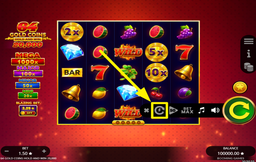 64 Gold Coins Hold and Win 20000 CHANGER LA VITESSE.