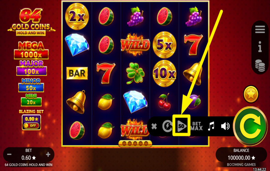 64 Gold Coins Hold and Win USE THE AUTOPLAY FEATURE.