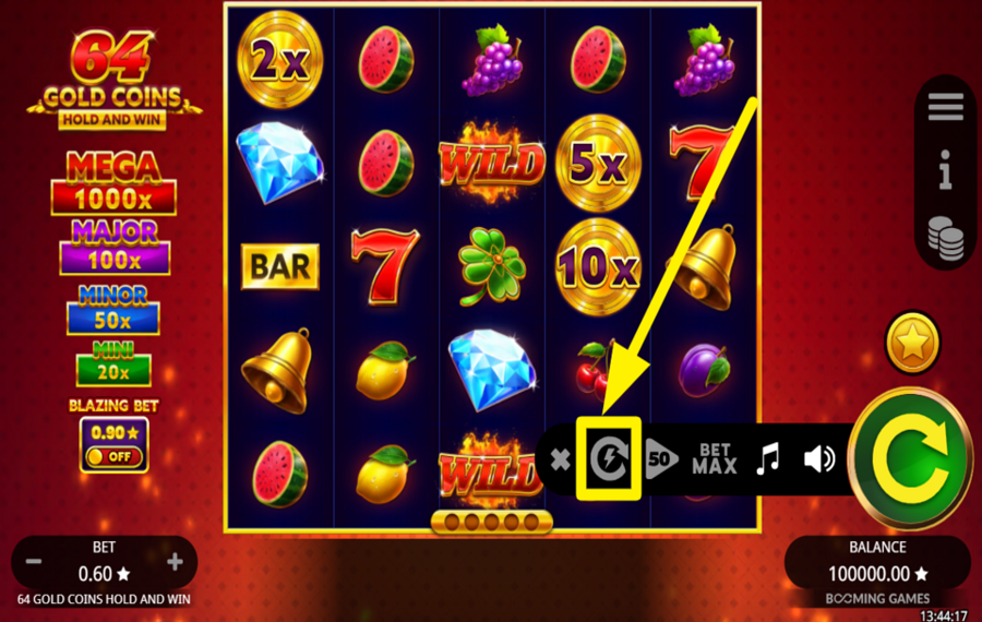 64 Gold Coins Hold and Win CHANGE THE SPEED.