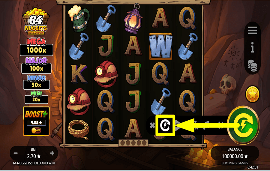 64 Nuggets Hold and Win ACTIVER LE MODE TURBO.