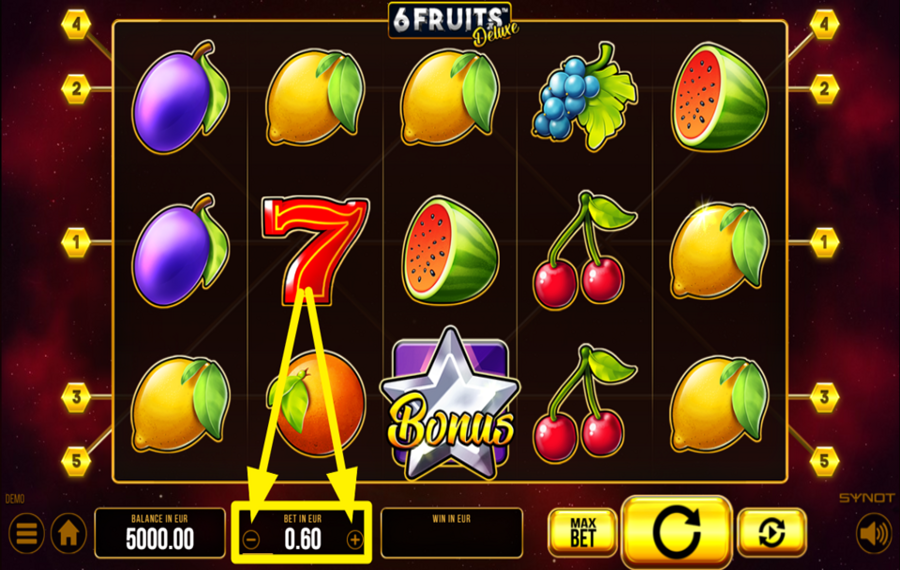 6 Fruits Deluxe ASSIGN A BET VALUE.