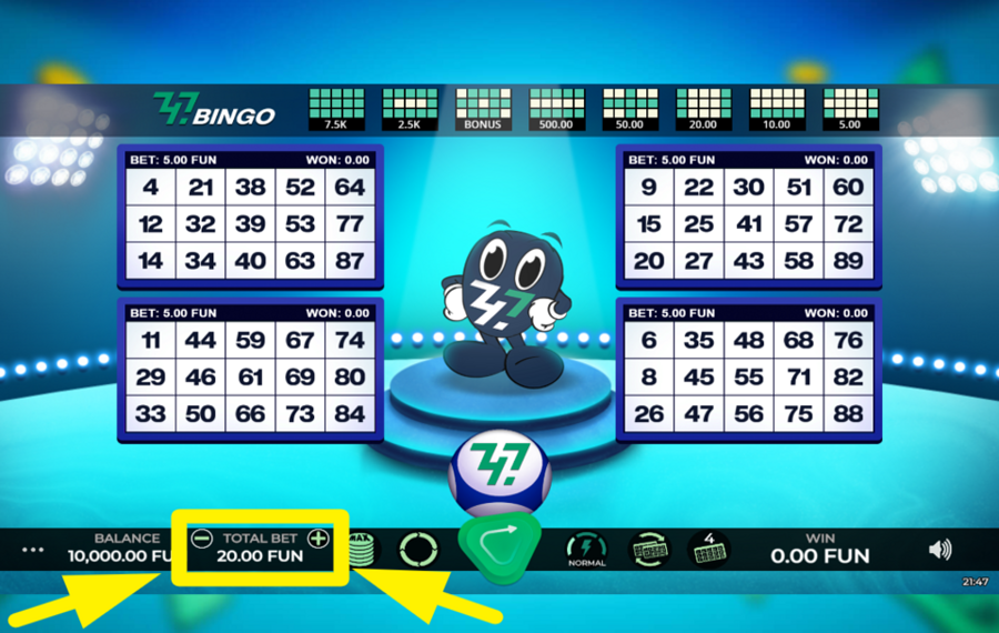 747 Bingo SET YOUR STAKE.