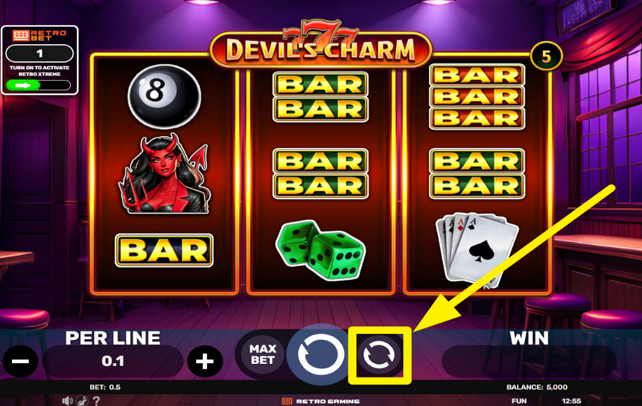 777 Devils Charm ACTIVATE AUTOMATIC SPINNING.