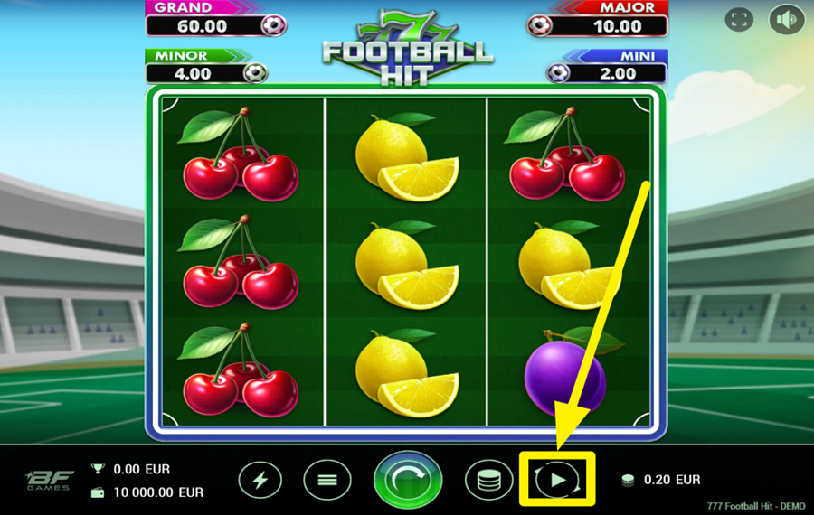 777 Football Hit AVVIA LA ROTAZIONE AUTOMATICA.