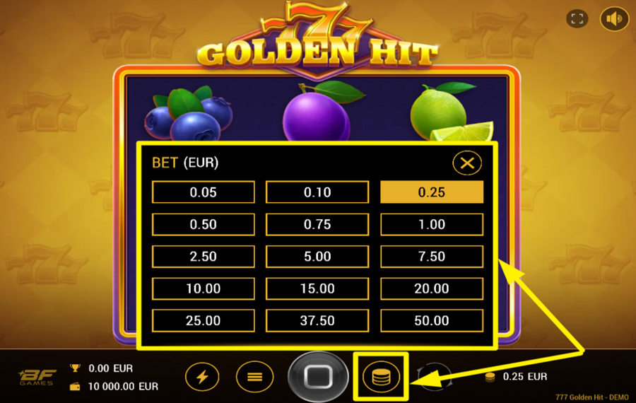 777 Golden Hit DETERMINE YOUR BET.